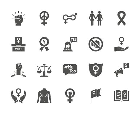 Feminism Icons Set Empowerment Girl Gender Equality Rights Of Women Girl Power Sex