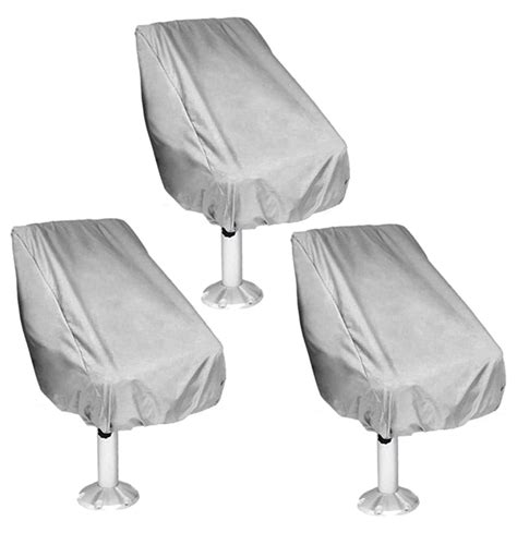 3X Boat Seat Cover, Outdoor Waterproof Pontoon Captain Boat Bench Chair Seat Cover, Chair ...