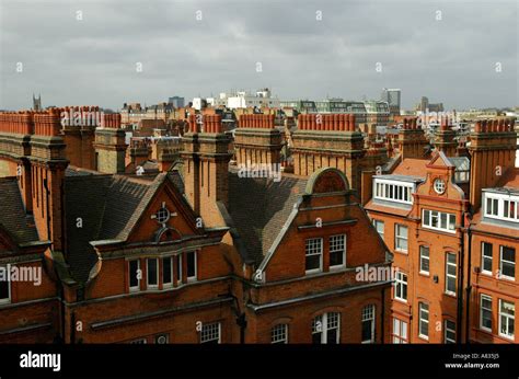 London Skyline Victorian Mansion Block Roof Tops Looking North From