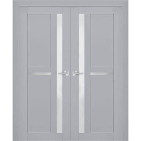 Sartodoors 84 In X 96 In 2 Panel Matte Grey Finished Solid Wood