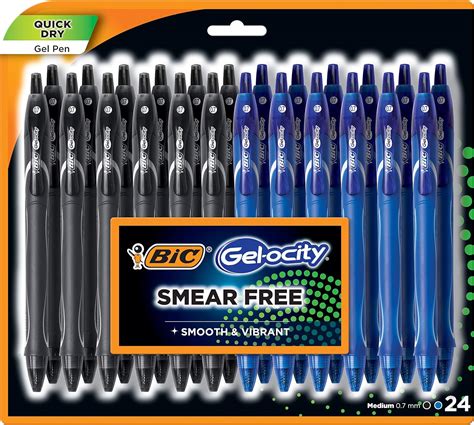 Bic Gel Ocity Quick Dry Dries Up To 3x Faster Bulk 24 Pack Of 12 Black And 12 Blue