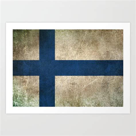 Old and Worn Distressed Vintage Flag of Finland Art Print by Jeff ...