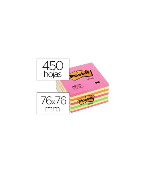 Bloc De Notas Adhesivas Quita Y Pon Post It 76x76 Mm Cubo Color Rosa