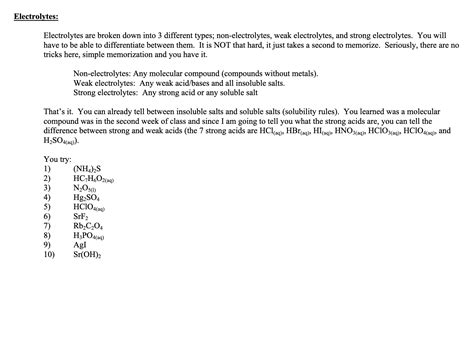 Solved Solubility Rules List The States Of Matter In The First 10 Course Hero