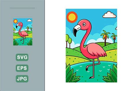 Flamingo Vector Landscape Background Graphic By Wanda Design · Creative