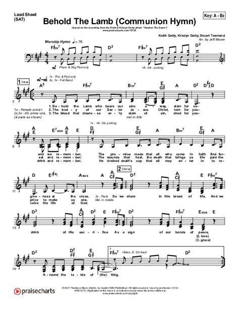 Behold The Lamb Communion Hymn Sheet Music Pdf Keith Kristyn Getty