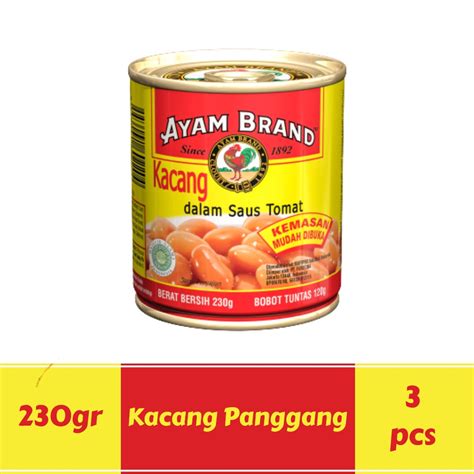 Jual Ayam Brand Kacang Panggang Kaleng Baked Beans 3 Pcs 230gr