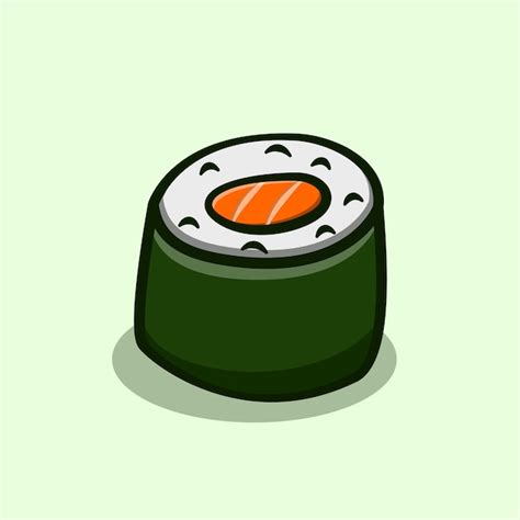 Premium Vector Salmon Sushi Roll Cartoon Illustration Concept