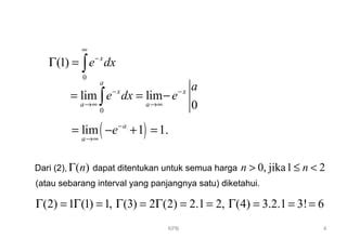 Fungsi Gamma Dan Beta Kalkulus Peubah Banyak Ppt