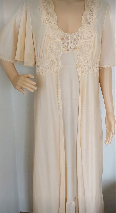 Vintage Lingerie Negligee Nightgown Negligee Nachthemd Robe Lingerie Nylon Negligee
