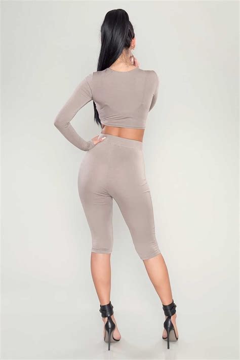 2021 2016 Womens Sexy Crew Neck Crop Tops And Shorts Tracksuits Bodycon Tight Fit Plain