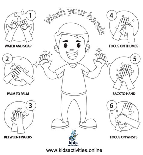 Free ! wash your hands coloring pages ⋆ Kids Activities