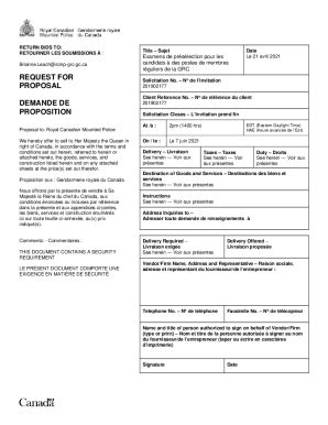 Fillable Online Request For Proposal Rfp On Demande De Proposition