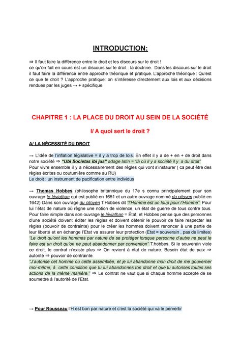 Intro Au Droit Et Vocabulaire Juridique INTRODUCTION Il Faut Faire