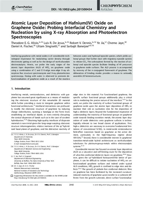 Pdf Atomic Layer Deposition Of Hafnium Iv Oxide On Graphene Oxide Probing Interfacial