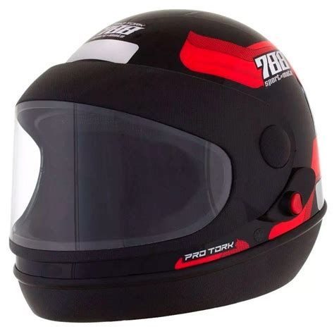 Capacete Pro Tork Sport Moto Preto Vermelho Tam Capacetes