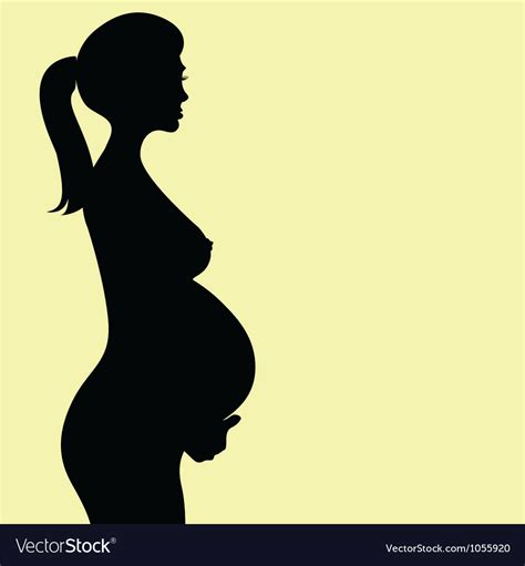 Pregnant Naked Woman Silhouette Royalty Free Vector Image