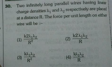 Two Infinitely Long Parallel Wires Having Linear Charge Densities