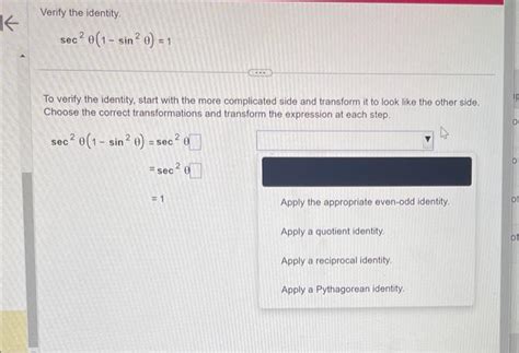 Verify the identity. sec2θ(1−sin2θ)=1 To verify the | Chegg.com