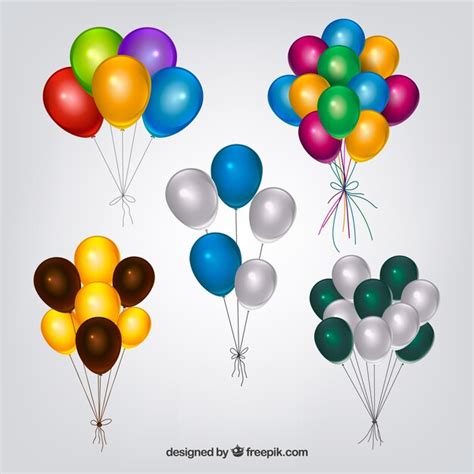 Free Vector Colorful Balloons Bunch Collection In Realistic Style