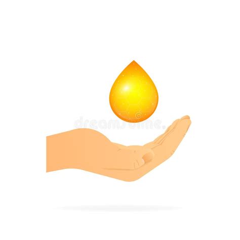 Hand Holding Liquid Drop Realistic Hand White Background Vector