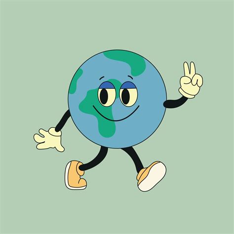 Cute Planet Earth Character Cute Earth Globe With Emotions Face Arms