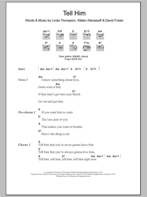 Tell Him by Celine Dion - Guitar Chords/Lyrics - Guitar Instructor