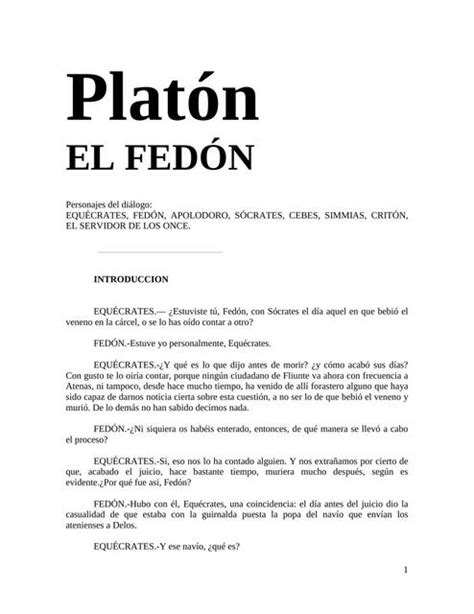 Fedón Platón Libro completo en PDF Alianza literaria uDocz