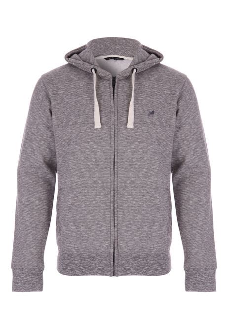 Mens Grey Stripe Zip Through Hoody Peacocks