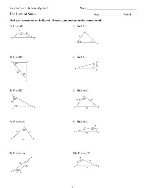 The Law Of Sines Worksheet For 9th 12th Grade Lesson Planet