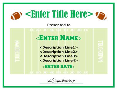 Flag Football Certificate Printable