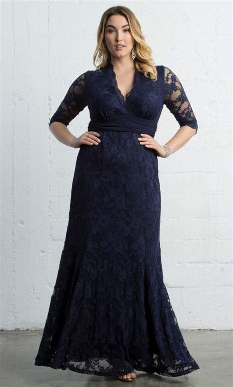 Kiyonna Screen Siren Lace Gown Dress In Navy Blue Size 1x Plus Size