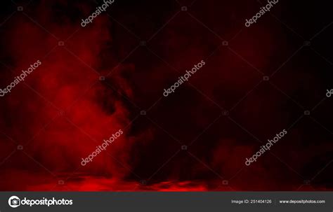 Red Fog And Mist Effect On Isolated Black Background For Text Or Space