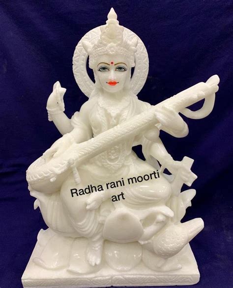 Traditional Hindu White Marble Saraswati Statue For Worship At Rs