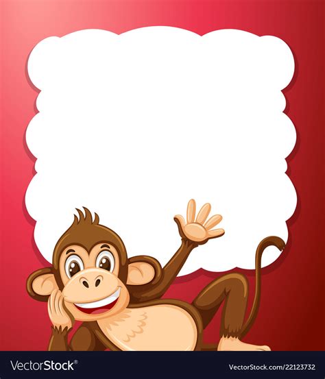 A monkey on red border Royalty Free Vector Image