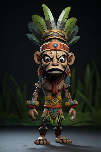 Personnage 3d De La Tribu Dayak De Dessin Animé Photo Premium