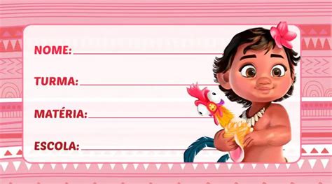 Etiqueta Escolar Moana Beb Imagem Legal