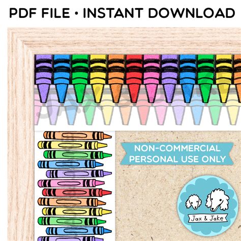 School Doodles Bulletin Board Borders Rainbow Crayon Printable