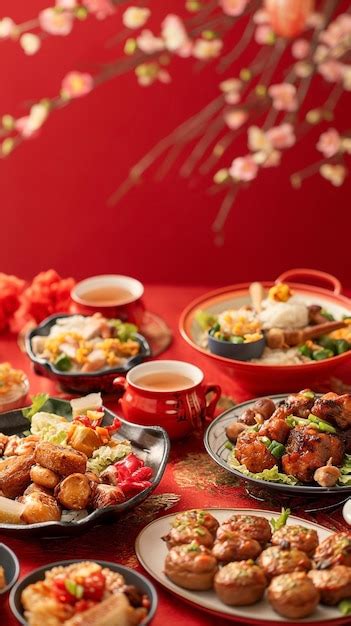 Premium Photo Traditional Concept Chinese New Year Table Set Up And