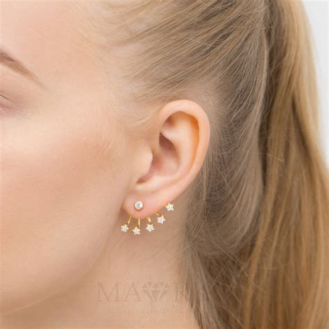 Poz Acane Nausznice Dwucz Ciowe Kolczyki Multi Gwiazdki Ear Jacket