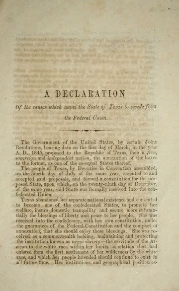 A Declaration Of The Causes Which Impel The State Of Texas To Secede