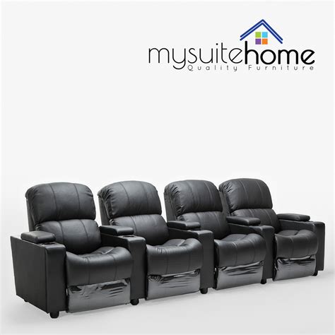 Sophie Black Leather Seater Home Theatre Recliner Lounge Suite