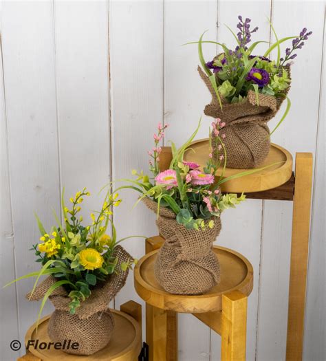 DAISY ARRANGEMENT IN BURLAP COLS ASS Florelle