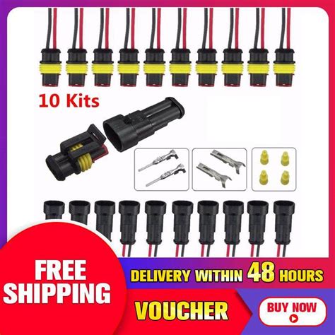 10 Kits 2 Pin Way Sealed Waterproof Electrical Wire Connector Plug Car Auto Sets Car Terminals