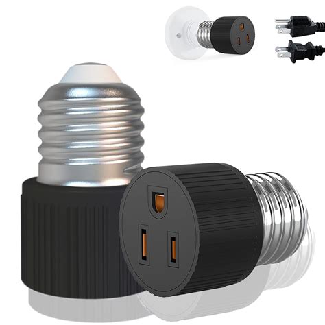 Luntak 2packs E26e27 3 Prong Light Socket To Plug Adapter Outdoor