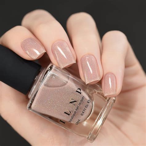 Nude Nail Polishes Ilnp Chleo In Neutral Blush Pink Holographic Sheer