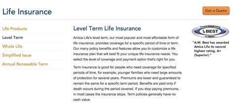 Amica Life Insurance - Secondary Insurance