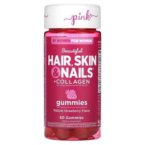 Pink Beautiful Hair Skin And Nails Collagen Natural Strawberry 60