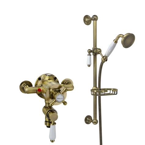 Downton Exposed Traditional Thermostatic Shower Set Incl Twin Shower