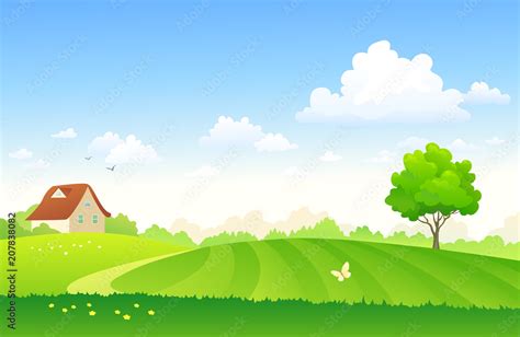 Cartoon Farm Field Stock Vector Adobe Stock